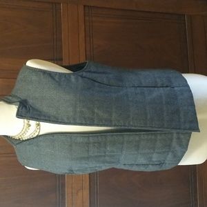 Talbots Gray Quilted Wool Flannel Zippered Vest Sz 10